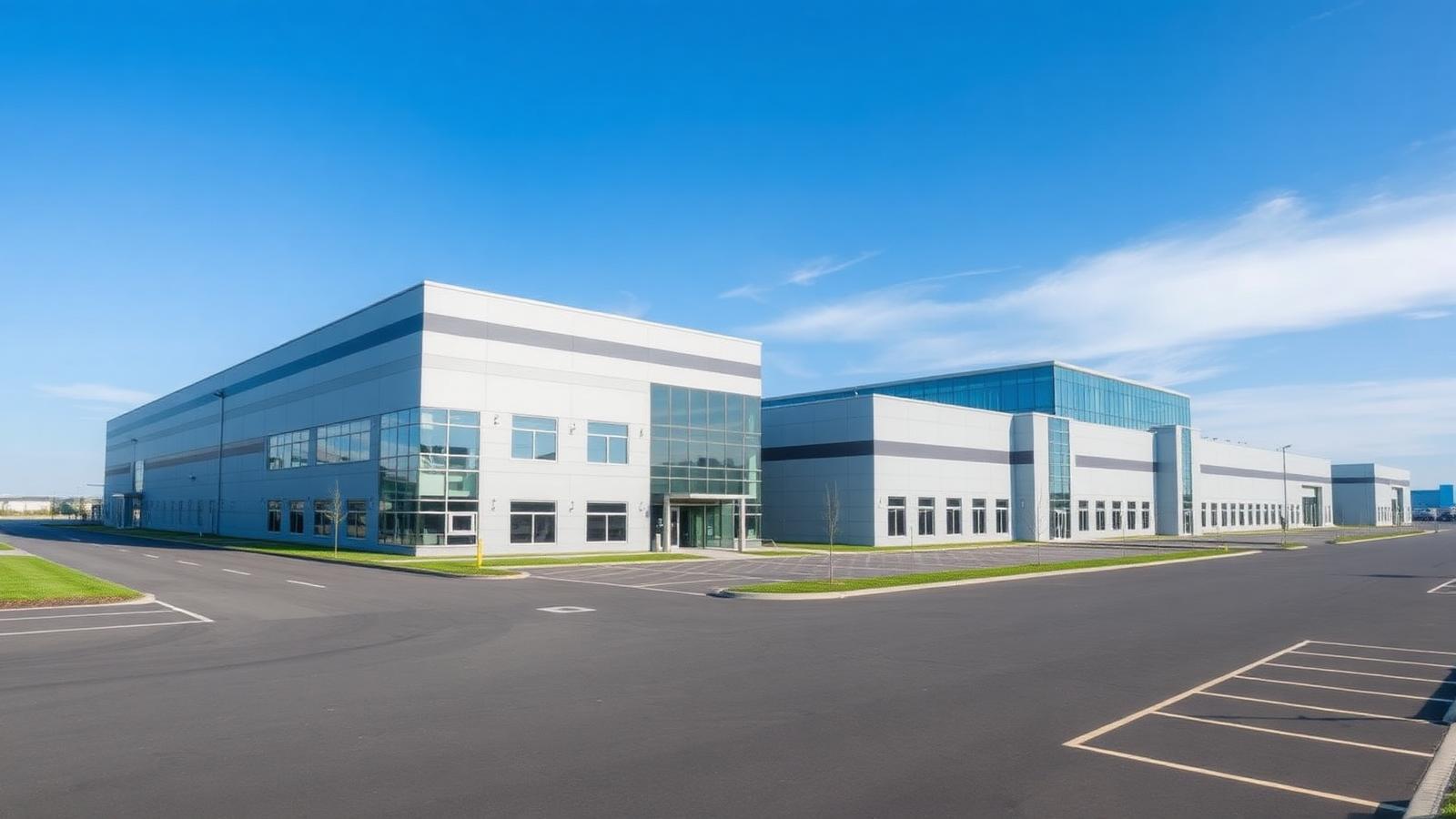 Condomínio logístico e edifício corporativo recém-construídos